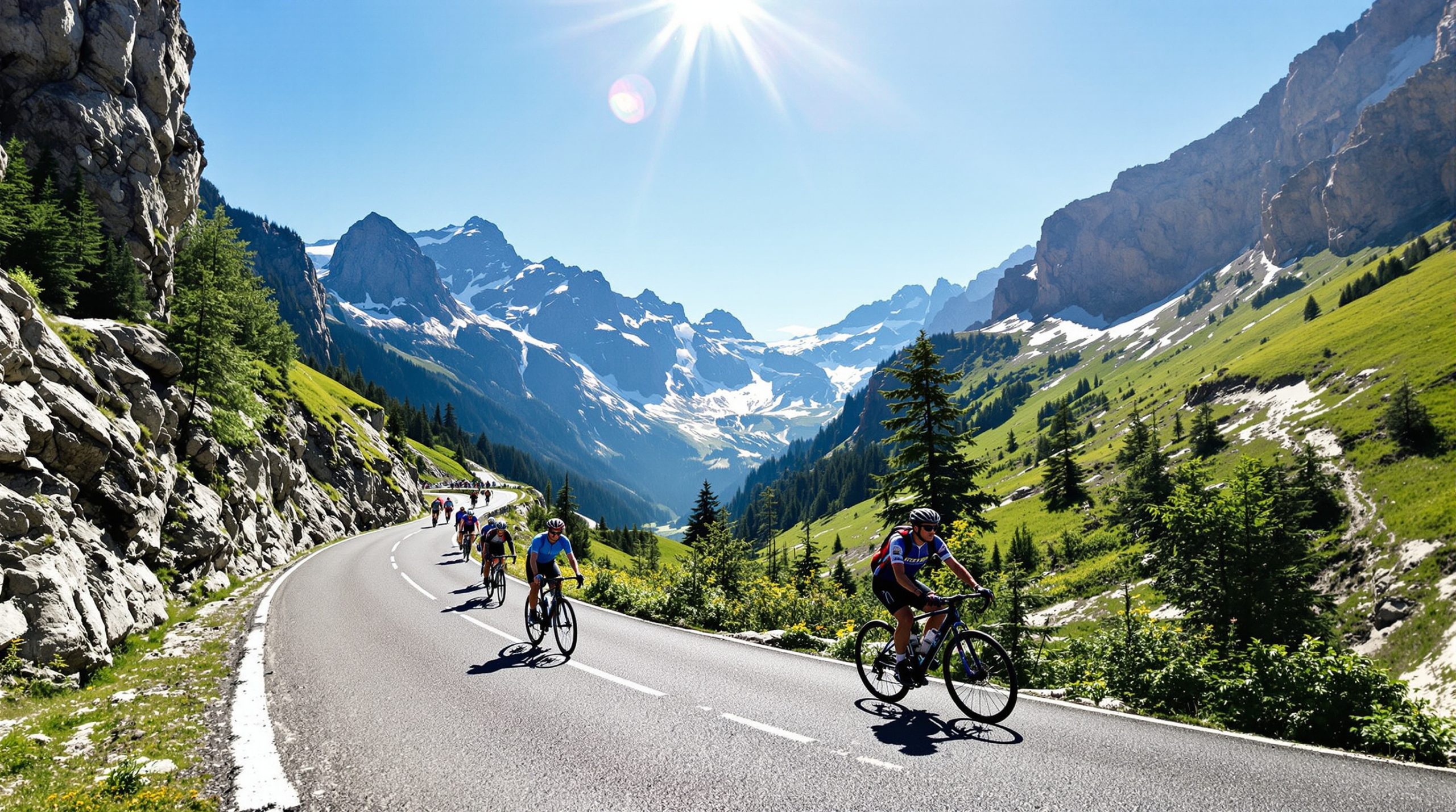 Cyclistes en Montée Alpestre
