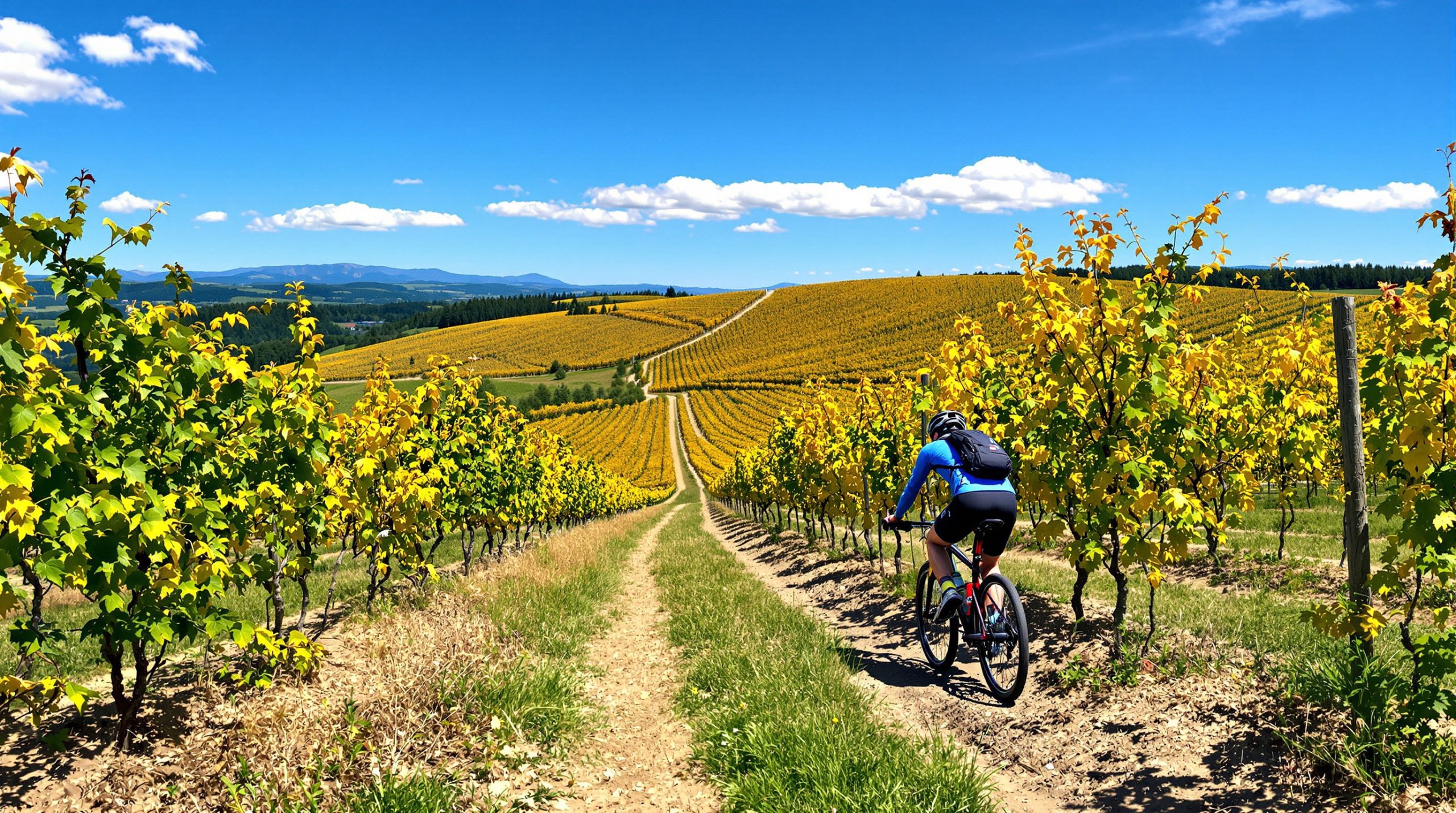 Cycliste dans les vignobles alsaciens